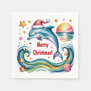 Christmas Dolphin in Paradise  Napkin