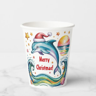 Christmas Dolphin in Tropical Paradise  Paper Cups