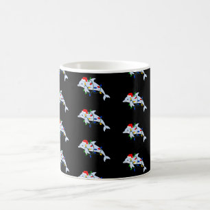 Christmas Dolphin Santa Hat Xmas Lights Ocean Coffee Mug