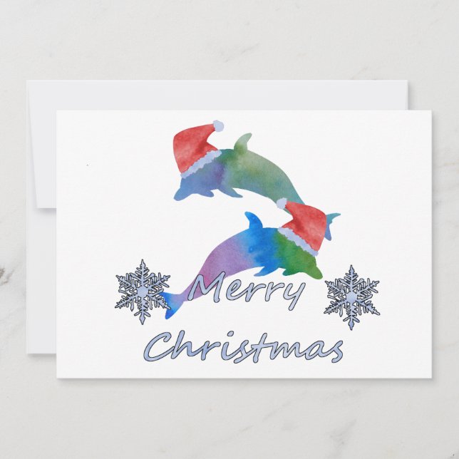 Christmas Dolphins Holiday Card (Front)
