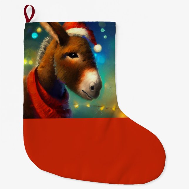 Christmas Donkey 3 Large Christmas Stocking (Front)