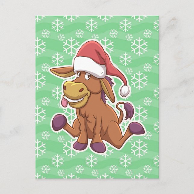 Christmas Donkey Cartoon Postcard (Front)