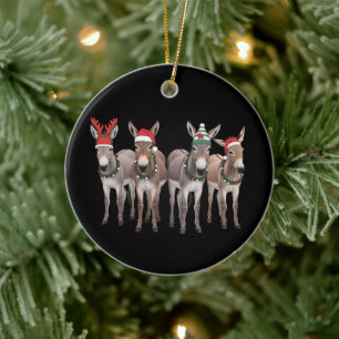 Christmas Donkey Lover Gift Farm Xmas  Ceramic Tree Decoration
