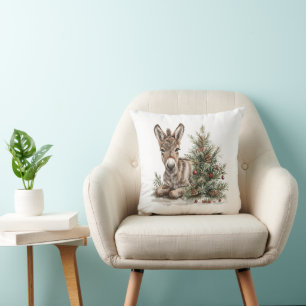 Christmas Donkey Throw Pillow