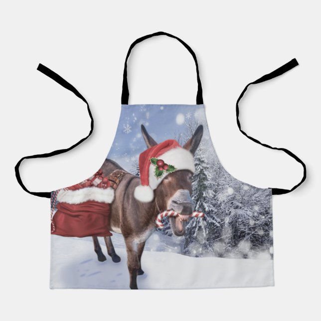 Christmas donkey with funny red hat apron (Front)