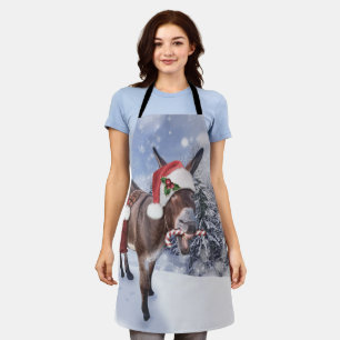 Christmas donkey with funny red hat apron