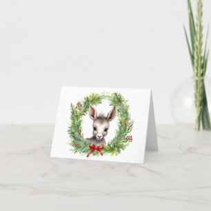 Christmas Donkey with Holiday Wreath BLANK
