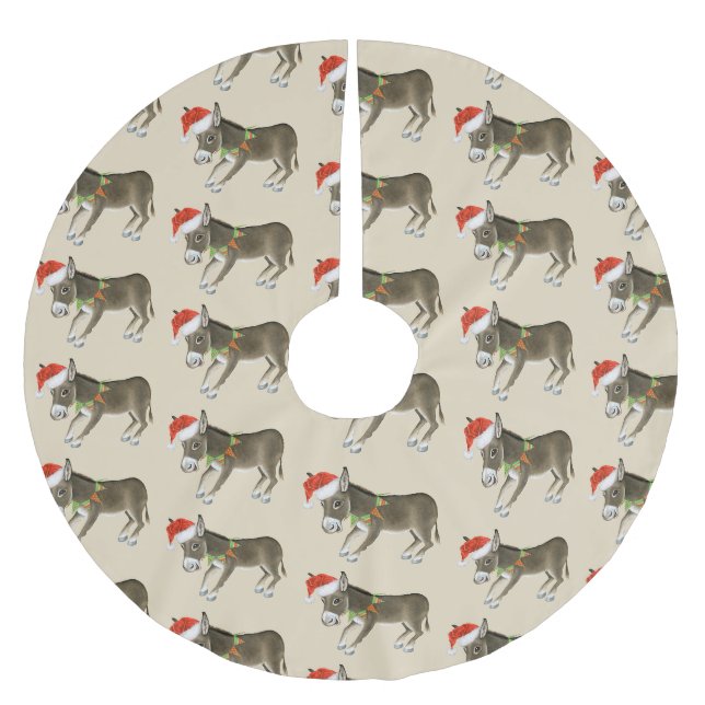 Christmas Donkeys Brushed Polyester Tree Skirt (Front)