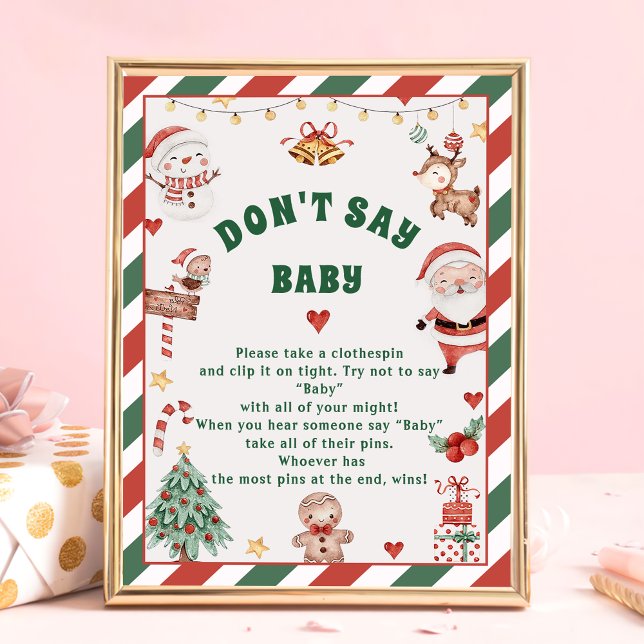 Christmas "Don't Say Baby" Baby Shower Game Cards Poster (Creator Uploaded)