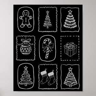 Christmas Doodle 2025 Coquette Bow Xmas Tree Ornam Poster