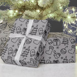 Christmas Doodle Pattern Grey and Black Gift Wrapping Paper<br><div class="desc">A super fun Christmas doodle wrapping paper in a variety of colours to take the guess work out of opening gifts. Assign each child their own colour to save time on adding labels. Check out the rest of EmmyINK’s store for other colours, coordinating gift wrap, holiday cards, gifts and more!...</div>