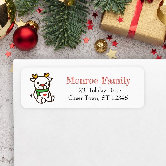Christmas Doodle, Reindeer toy (Cute Reindeer Address Label for Christmas Cards)