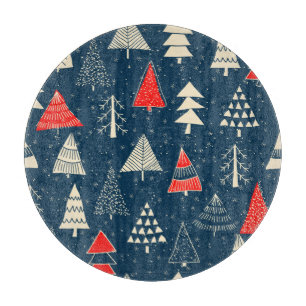 Christmas doodle trees, seamless winter pattern. cutting board