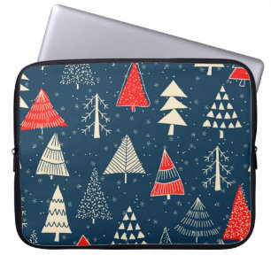 Christmas doodle trees, seamless winter pattern. laptop sleeve