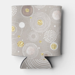 Christmas doodles: golden foil background. can cooler
