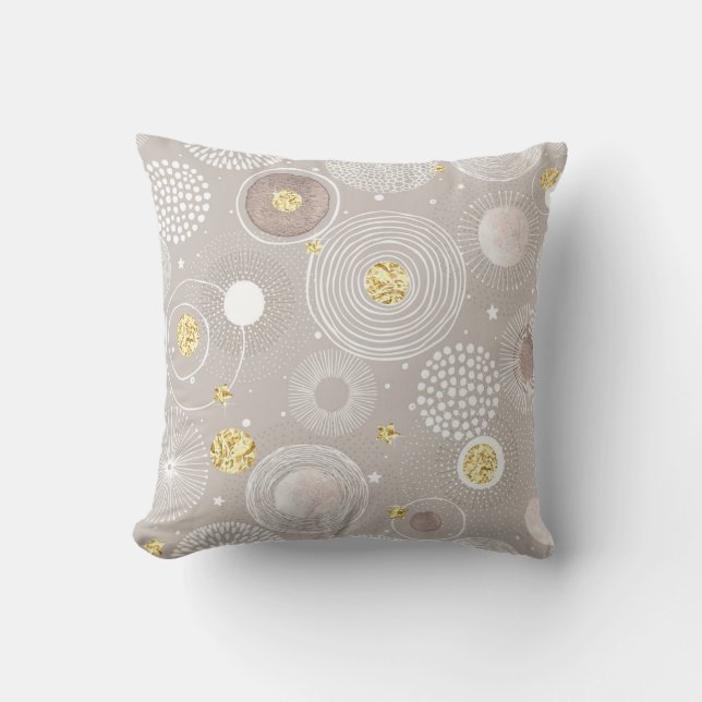 Christmas doodles: golden foil background. cushion (Front)