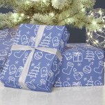 Christmas doodles Greyish Sapphire Blue Purple Wrapping Paper<br><div class="desc">A super fun Christmas doodle wrapping paper in a variety of colours to take the guess work out of opening gifts. Assign each child their own colour to save time on adding labels. Check out the rest of EmmyINK’s store for other colours, coordinating gift wrap, holiday cards, gifts and more!...</div>