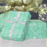Christmas doodles Mint Sea Glass Green Gift Wrapping Paper<br><div class="desc">A super fun Christmas doodle wrapping paper in a variety of colours to take the guess work out of opening gifts. Assign each child their own colour to save time on adding labels. Check out the rest of EmmyINK’s store for other colours, coordinating gift wrap, holiday cards, gifts and more!...</div>