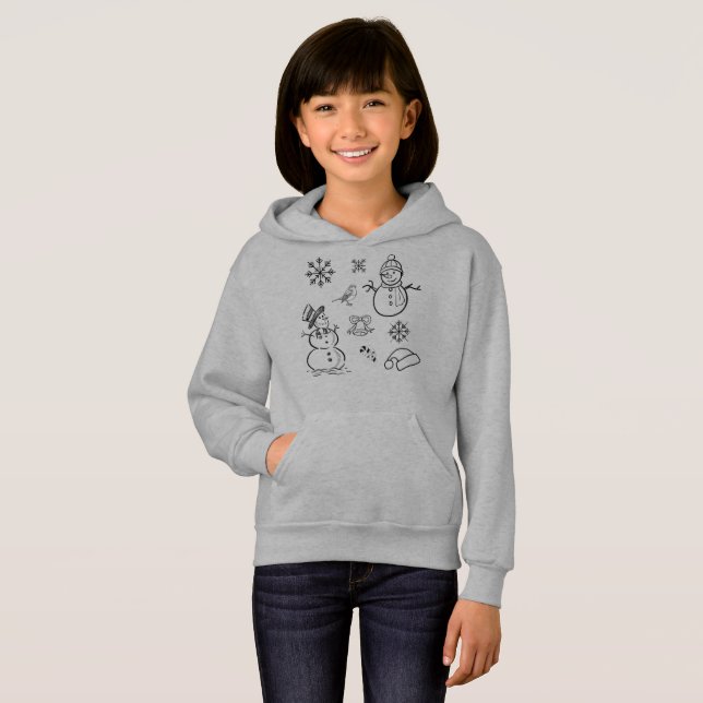 Christmas Doodles Snowman Funny Black and White  H (Front Full)