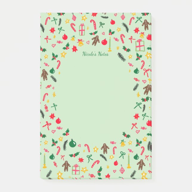 Christmas Doodles Whimsical Holiday CUSTOM Notepad (Front)