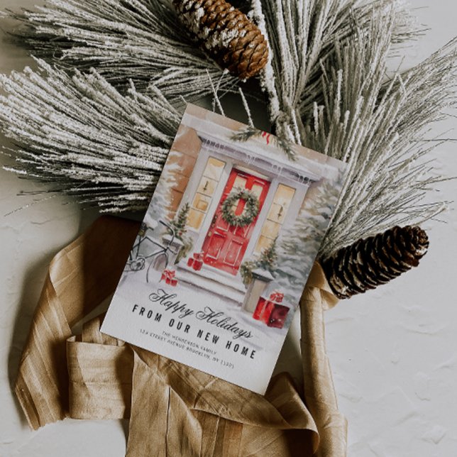 christmas door holiday announcement card (Creator Uploaded)