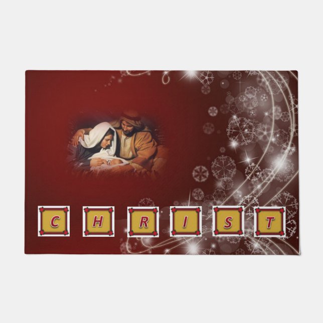 Christmas Door Mat, Jesus Christ Doormat (Front)