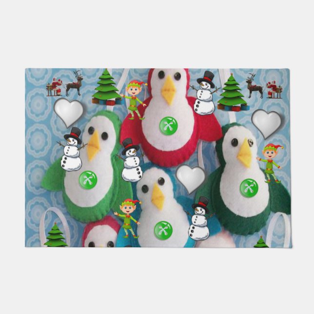 Christmas Door Mat, Penguin Doormat (Front)