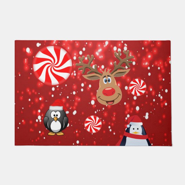 Christmas Door Mat, Penguin Doormat (Front)