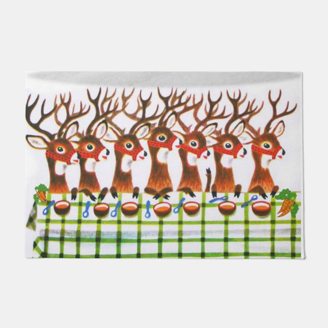 Christmas Door Mat, Reindeer Doormat (Front)