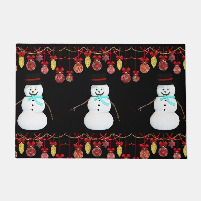 Christmas Door Mat, Snowman Doormat (Front)