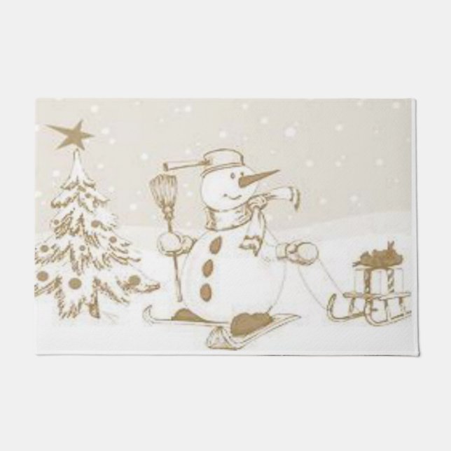 Christmas Door Mat, Snowman Doormat (Front)