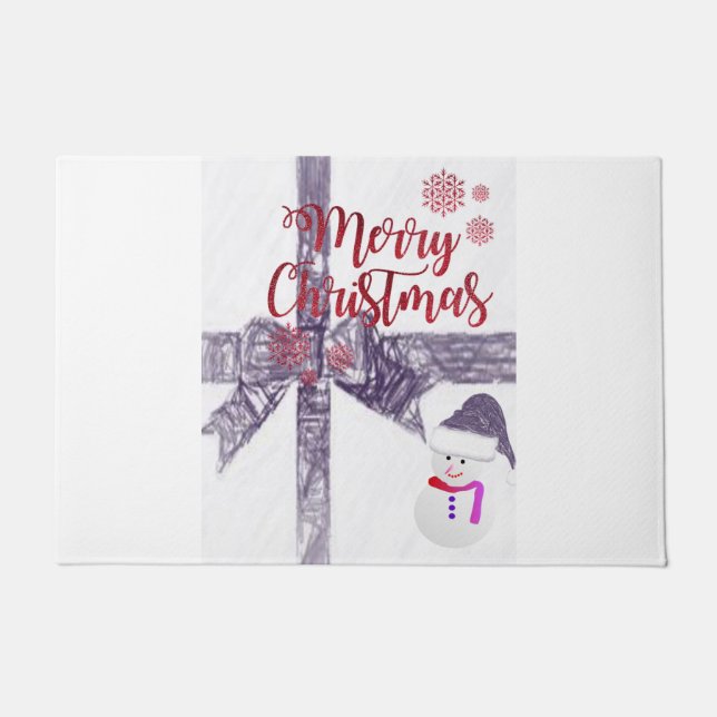 Christmas Door Mat, Snowman Doormat (Front)