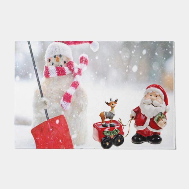Christmas Door Mat, Snowman Doormat (Front)