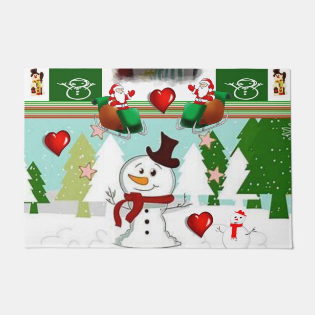 Christmas Door Mat, Snowman Doormat (Front)