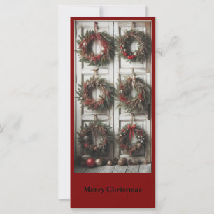 Christmas Door Wreath Holiday Personalized Card
