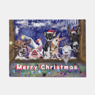 Christmas Doormat Fun Animal Party Merry Christmas