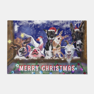 Christmas Doormat Funny Animal Party