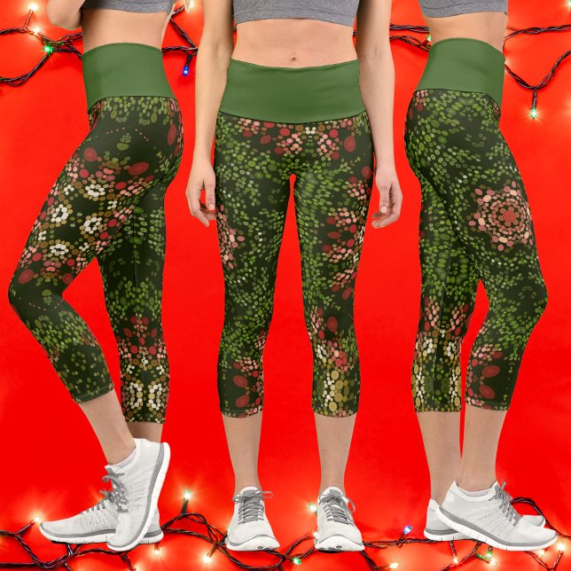 Christmas Dot Mandala Capri Leggings (Creator Uploaded)