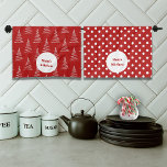 Christmas Dots & Trees Custom Name Tea Towel<br><div class="desc">The Christmas Kitchen Towel gets a new look in classic red and duo patterns. Custom Monogram and Name for the one who loves to cook or bake.</div>