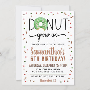 Christmas Doughnut Grow Up Birthday Invitation