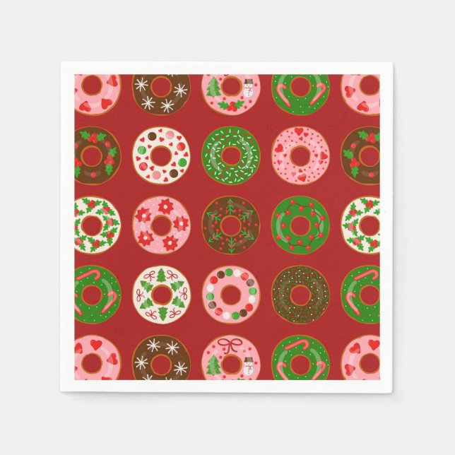 Christmas Doughnut Holiday Treat Pattern Napkin (Front)