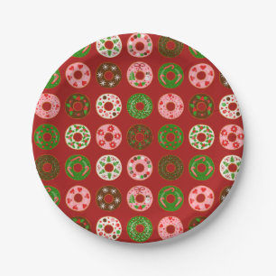 Christmas Doughnut Holiday Treat Pattern Paper Plate