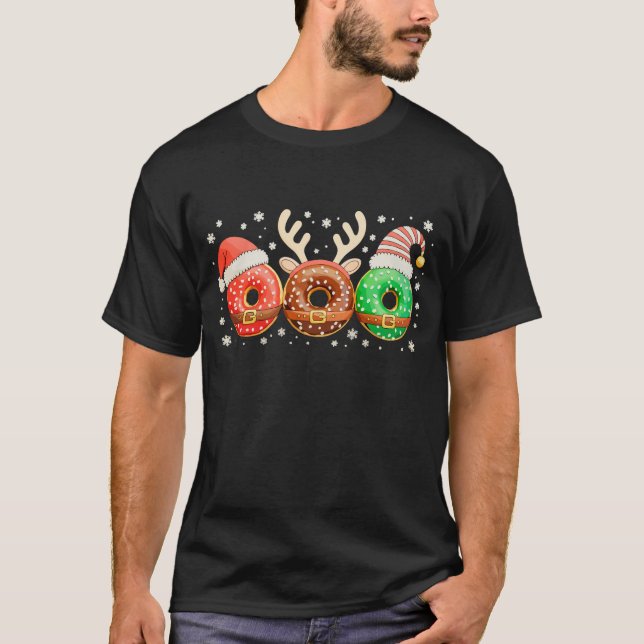 Christmas Doughnuts Santa Reindeer Xmas Doughnut T-Shirt (Front)
