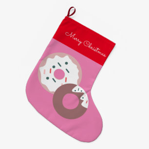 Christmas Doughnuts Sprinkles Bakery  Merry Christ Large Christmas Stocking