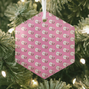 Christmas Doughnuts Sprinkles Bakery Pink Glass Tree Decoration