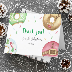 Christmas doughnuts Thank you baby shower  Card