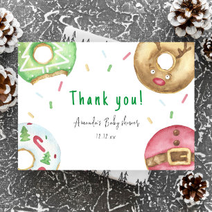 Christmas doughnuts Thank you baby shower Card