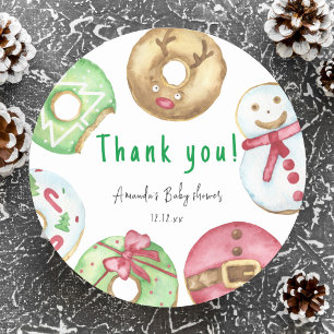 Christmas doughnuts Thank you baby shower Classic Round Sticker