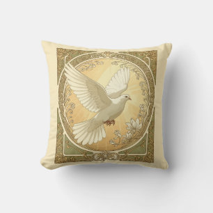 Christmas Dove Art Nouveau Aesthetic Design Cushion