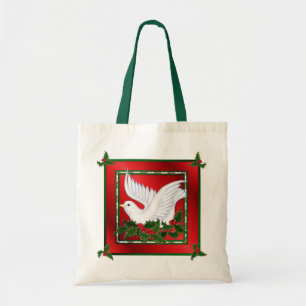 Christmas Dove & Holly Tote Bag